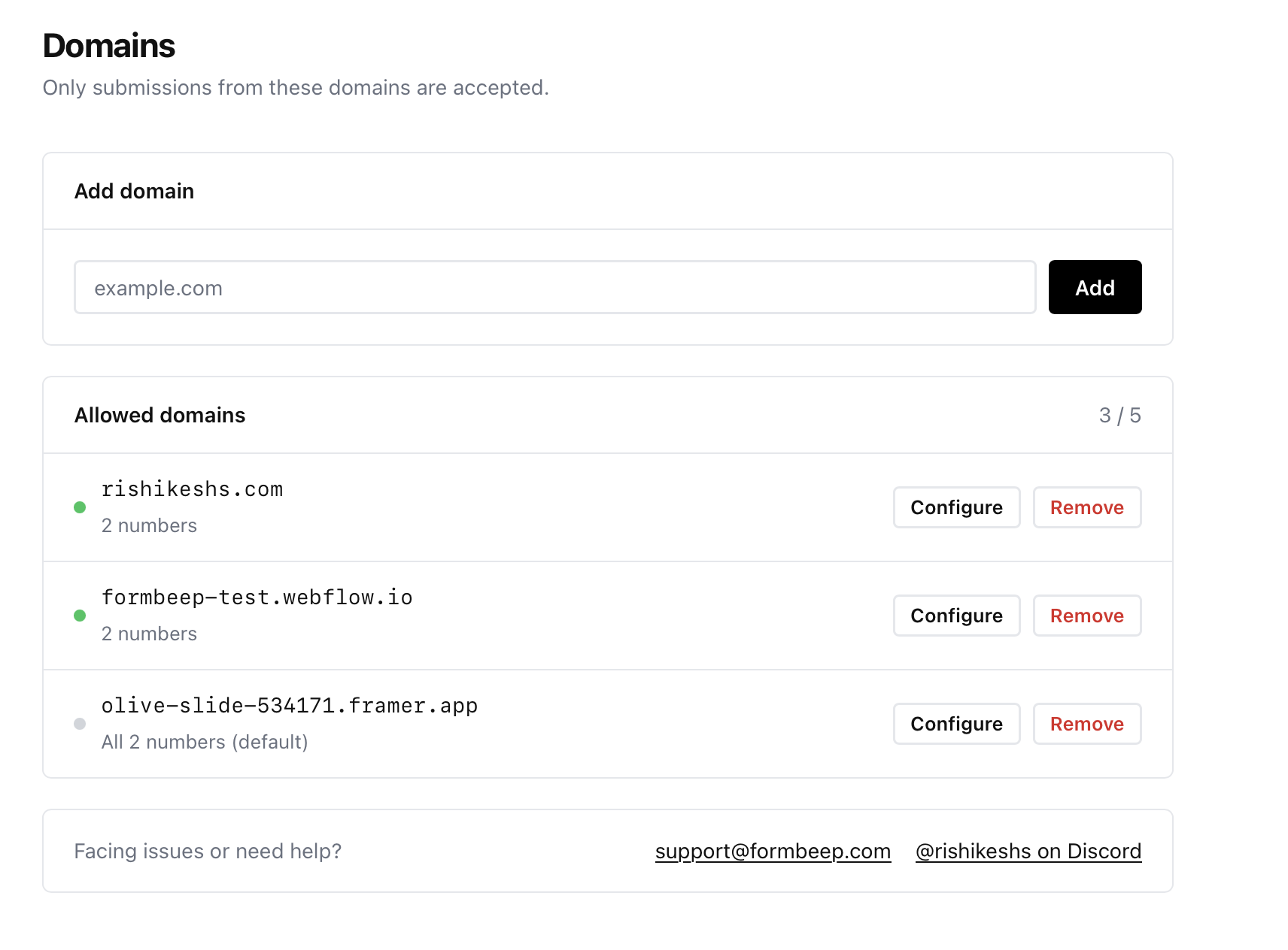 Add your Framer domain to the allowed list