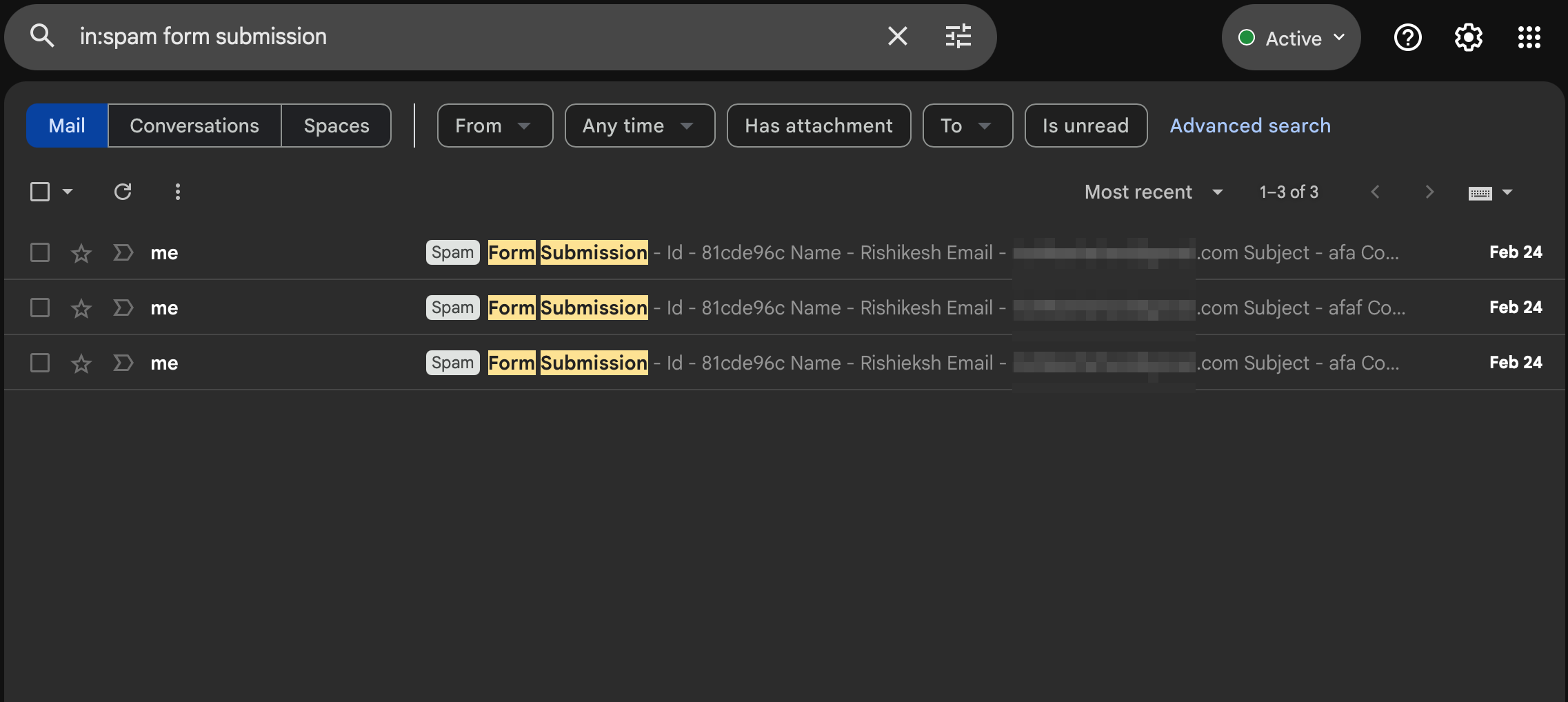 Form Submitted appearing as Spam